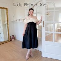 ราคา Lady M | Dotty Ribbon Dress plussize เดรสยาว สำหรับสาวอวบ สไตล์สวยหวาน เรียบหรู ใส่ออกงาน ดินเนอร์ โอกาสพิเศษ (55503948037)