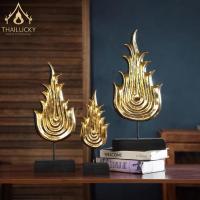 ราคา เปลวไฟ แกะสลักจากแผ่นไม้จามจุรี ติดทองคำเปลว งานไม้แกะสลักตั้งโต๊ะ งานศิลป หัตถกรรม งานแกะสลัก เปลวไฟบนฐาน LuckyThailand (8178348763)