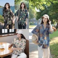 ราคา เสื้อเชิ้ตฮาวายลายดอก สไตล์เกาหลี ผ้านิ่มใส่สบาย พิมพ์ลายใบไม้ที่สวยงาม เสื้อ สงกรานต์ ผู้หญิง (28006890502)