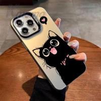 ราคา สําหรับiphone 16 Pro 15 Plus 14 Pro Max 13 Pro 12 Mini 11 Pro X XR Xs Max SE 2020 8 7 Plusน่ารักการ์ตูนแมวดําMatteกันกระแทกเคสโทรศัพท์ (26310602902)