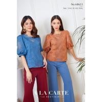 ราคา 68623 เสื้อลินิน A LA CARTE แขนสั้น คอปาดเลาะเชิง งานปักฉลุ เนื้อผ้าเป็นลินินใยธรรมชาติใส่สบาย (20560034718)