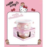 ราคา ชามเซรามิคคุณภาพดี Hello Kitty ลิขสิทธิ์แท้ Sanrio เข้าไมโครเวฟได้ ฝาปิดสูญญากาศ เก็บอุณหภูมิ มีปุ่มระบุวันที่อาหารบนฝา (41351862516)