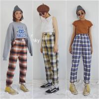 ราคา กางเกงบอยลายสก็อต กางเกงวินเทจ กางเกงลายสก็อต (855627154)