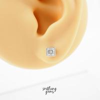 ราคา STJ ต่างหูเงินเพชรสวิสสังเคราะห์ 5A สี่เหลี่ยมเม็ดเดี่ยว ชุบทองขาว SILVER925 (13327121585)