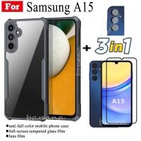 ราคา 3 IN 1 Samsung A15 Anti-fall โทรศัพท์มือถือสําหรับ Samsung A 15 A1 5 ฟิล์มกระจกนิรภัย + ฟิล์มเลนส์ (54401722737)