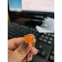 ราคา แหวนพลอยแท้สีส้มแสดตัวเรือนเป็นทองถม (9218356455)