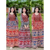 ราคา เดรส เดรสสาวอวบ ยาว สไตล์โบฮีเมี่ยน ฟรีไซด์อก32-44 นิ้ว ยาว 52 นิ้ว สาวอวบอ้วนใส่ได้ ด้านหลังเป็นเชือก ร้านคนไทย (43270882067)