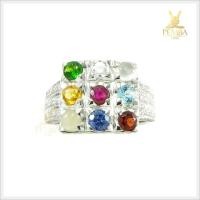 ราคา แหวนนพเก้าแท้ เงินแท้925 ชุบทองคำขาว ค้าขายร่ำรวย มีเงินใช้ไม่ขาดมือ (5377796516)