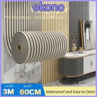 ราคา OKONO สติ๊กเกอร์ติดผนัง, ฝ้าเพดานโฟมลายไม้เชิงเส้นกันน้ํา, วอลล์เปเปอร์บ้านแบบมีกาวในตัว 0.6x3m Peel and Stick (45953280534)