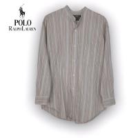 ราคา ❌sold❌vintage mandarin collar shirt RALPH LAUREN สีน้ำตาลอ่อนลายทาง (11596582246)