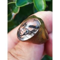 ราคา แหวนทองเหลืองโบราณแก้วขนเหล็กน้ำใสยุค 80 (28377203859)