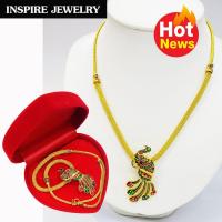 ราคา Inspire Jewelry ,สร้อยคอทองสังวาลย์นกยูงลงยา สวยงาม ปราณีต หุ้มทองแท้ 100% 24K พร้อมกล่องกำมะหยี่สวยหรู (966001775)