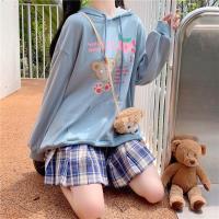 ราคา พร้อมส่ง!!เสื้อฮู้ดแขนยาวพิมพ์ลายหมีแบร์และลูกพีช เสื้อกันหนาว เสื้อฮู้ด (7459176072)