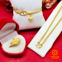 ราคา ของขวัญวันแม่ ชุดเครื่องประดับทอง น้ำหนัก 2 สลึง สร้อยคอ, ข้อมือลายผ่าหวายมนและแหวนดอกไม้เข้าชุด เสริมบารมี ใส่ออกงานได้ (43710417714)