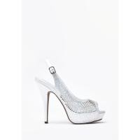 ราคา Pazzion 9381-S1 Silver Laser Cut-Out Slingback Heels (23869200422)