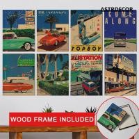 ราคา (พร้อมกรอบ) Retro Manga สไตล์ญี่ปุ่นฤดูร้อน Fresh Street รถห้องนั่งเล่นตกแต่งกรอบผ้าใบภาพวาด (25339039254)