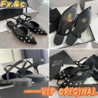 ราคา 【ก่อนสั่งสอบถาม】ราคา5400 CCC รองเท้าคัชชูปลายแหลม รองเท้าแตะ หนังแกะ+ผ้าไหม ดีไซน์ถัก เปิดส้น พื้นราบ ขนาด 35-39 (57002339025)