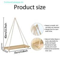 ราคา ThrillionCatalpa ชิงช้าไม้แขวนเชือกป่านชั้นวางของติดผนังลอยบ้านห้องนั่งเล่นพืชกระถางดอกไม้ถาดเก็บตกแต่งสวน TH (44800885360)