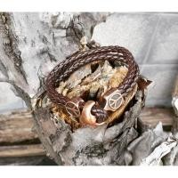 ราคา nn_braceletสายรัดข้อมือ RASTACLAT รหัส 213 สร้อยข้อมือหนังถักทรงกลมสีน้ำตาลทับสองเส้น (965037596)