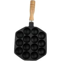 ราคา Ikenaga Iron Works 14-Hole Takoyaki Plate with Wooden Handle - IH & Gas Compatible, Gourmet Snack Plate (46153315133)