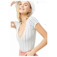 ราคา Forever21 บอดี้สูทแขนสั้น ผ้ายืดนิ่ม สีขาวลายทางเขียว น่ารักมาก แบรนด์แท้ มือ 1 ส่งฟรีค่า TOP30 (2105508350)