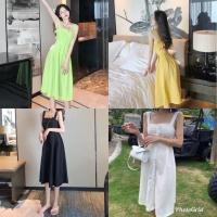 ราคา เดรสผ้าลินินกระดุมหน้ายาว (2319911404)
