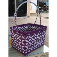 ราคา ตะกร้าสานเส้นพลาสติก ตะกร้าไปวัด (9702983145)