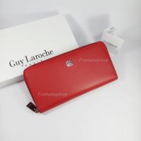 ราคา Guy Laroche กระเป๋าสตางค์ผญ.ใบยาว ซิปรอบ สีแดง หนังเรียบ ผิวด้าน อะไหล่เงิน หนังแท้100% (24069176045)