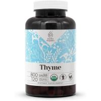 ราคา ไทม์ USDA ออร์แกนิค 120 แคปซูล | อาหารเสริมจากธรรมชาติที่มีโปรตีนสูง | แคปซูลมังสวิรัติออร์แกนิกที่ผ่านการรับรองและโหระพาออร์แกนิก (Thymus Vulgaris) ใบแห้ง (120 แคปซูล) (42777785244)