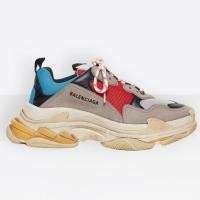 ราคา Balenciaga Triple S Sneaker Size 42 in beige, blue and red calfskin, lambskin and mesh (6518505170)