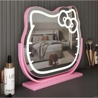 ราคา คิตตี้ คิตตี้ แมวกระจกแต่งหน้านํากระจกแต่งหน้าโต๊ะเครื่องแป้งที่มีแสงสก์ท็อปกระจกสมาร์ทเติมแสงกระจกแต่งตัวกระจกความงาม (26308640068)