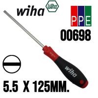ราคา 302SF [Wiha] 00698 ไขควงปากแบน 5.5mm. แกนยาว 125mm. Wiha 302 SoftFinish Slotted Screwdriver 5.5x125mm. (24621356797)