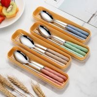 ราคา CODชุดช้อนส้อมพร้อมกล่องมี 3 สีช้อนส้อมช้อนส้อมเด็กช้อนส้อสแตนเลสชุด (28720689022)