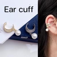 ราคา ear cuff ห้อยมุก สีเงิน สีทอง ต่างหูแบบเกี่ยว ไม่ต้องเจาะหู ใส่ปีกหู พร้อมส่งจากไทย ได้ของไว (40272955645)