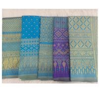 ราคา ผ้าไหมทอลายไทย สีฟ้า 2 หลา ตัดผ้าถุง ซิ่น ตัดชุด งานมงคล งานวัด งานบุญ ผ้าไหมคุณภาพดี ราคาคุ้ม (25847809895)