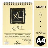 ราคา กระดาษวาดเขียน Canson XL KRAFT A4 ขนาด 90g 60 แผ่น (42763499186)