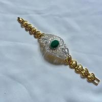 ราคา สร้อยข้อมือพลอยเขียว(มรกต)เป็นงานสังเคราะห์ ทองชุบ ทองหุ้ม ทองปลอม (57600711553)