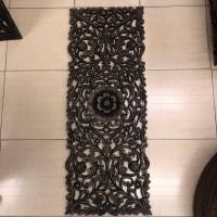 ราคา แผ่นไม้สัก แกะสลัก ลายดอก สีดำ แอนทิค ขนาด 35x90 cm. งานไม้ฉลุ ไม้แกะสลักติดผนัง (29407172952)