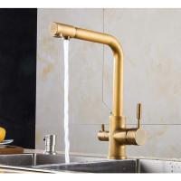 ราคา ทองเหลืองโบราณสองจับครัวบาร์อ่างล้างจานหมุนพวยผสมแตะกรองน้ําบริสุทธิ์ก๊อกน้ําดาดฟ้าติดตั้งหนึ่งหลุม nsf124 (49953690905)