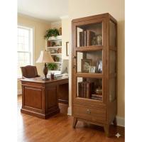 ราคา ตู้โชว์ไม้สักทรงสูง กระจกรอบด้าน 3 ชั้น 1 ลิ้นชัก (50x130cm) ขาเดฟวินเทจ ตู้โชว์กระเป๋า/ของสะสม (57553064121)