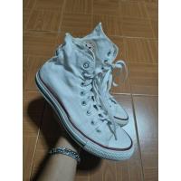 ราคา Converse All Star หุ้มข้อสีขาว ไซร้ 39.5/25 มือสองของแท้ (46102492181)