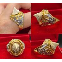 ราคา แหวนกระเบนท้องน้ำ รับประกันของแท้100% ตัวเรือนทองเหลืองชุบทองไมครอน หน้าเงิน ลายครุฑ หัวกระเบนยาว 1 (27866522285)