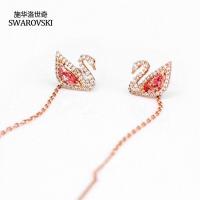 ราคา พร้อมส่ง Swarovski ต่างหูรูปหงส์สีชมพู ต่างหูคริสตัลหงส์ (23227275981)