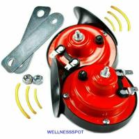ราคา Wellnessspot 2 ชิ้น Loud แตรรถ, 12 V/24 V 300DB แตรรถไฟหอยทากไฟฟ้า, การปรับเปลี่ยนรถจักรยานยนต์กันน้ํา Super Loud Red Air Horns ชุดทดแทน Universal (26130286459)