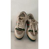 ราคา Gucci Screener leather sneaker รองเท้าผ้าใบกุชชี่ วินเทจ มือสอง ของแท้ (21737139439)