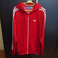 ราคา เสื้อวอร์มมีฮู้ด Adidas แท้ สีแดง แถบขาว โลโก้ดาสดอกปัก (27172075745)