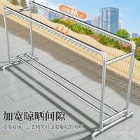 ราคา ระเบียงชั้นวางก้านคู่ตัวหนาราวตากผ้าที่เรียบง่ายกันลมกันลมไม้แขวนเสื้อชั้นกันลมหนากลางแจ้งท่อเหล็กชุบสังกะสี ซวน (51100825776)