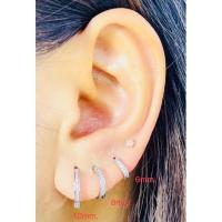 ราคา ราคา1คู่ ของแท้งานเกาหลี%ต่างหูห่วงเรียบฝังเพชรczงานหุ้มทองคำขาว ขนาดหน้า1.2mm.ขนาดกว้าง 6-8-10mm.ห่วงแบบล็อคใส่น่ารัก (40067747087)