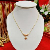ราคา สร้อยคอลงยาสีชมพูหุ้มทองคำแท้ 5 ไมครอน (2366160355)