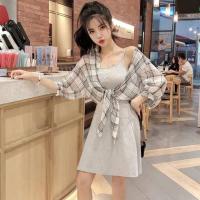 ราคา ชุดเซ็ท 2ชิ้น มินิเดรสสายเดี่ยวกระดุมไข่มุกรูปหัวใจ +เสื้อเชิ๊ตลายสก็อต ใส่เป็นชุดน่ารักๆ หรือแยกแมทช์ได้ตามใจชอบเลยค่า (2510538529)